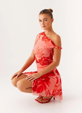 Wade Mini Dress - Sicily Sunsets Print Relax Tones