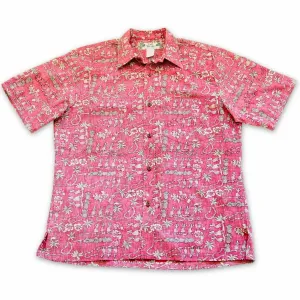 waikiki red REVERSE print hawaiian cotton shirt