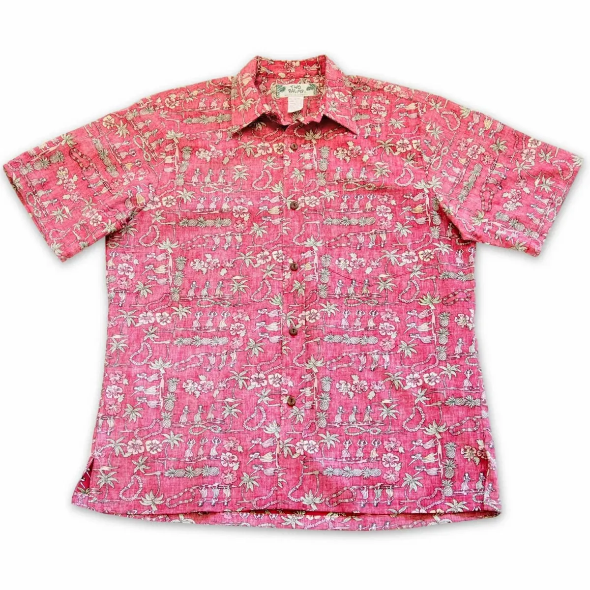 waikiki red REVERSE print hawaiian cotton shirt
