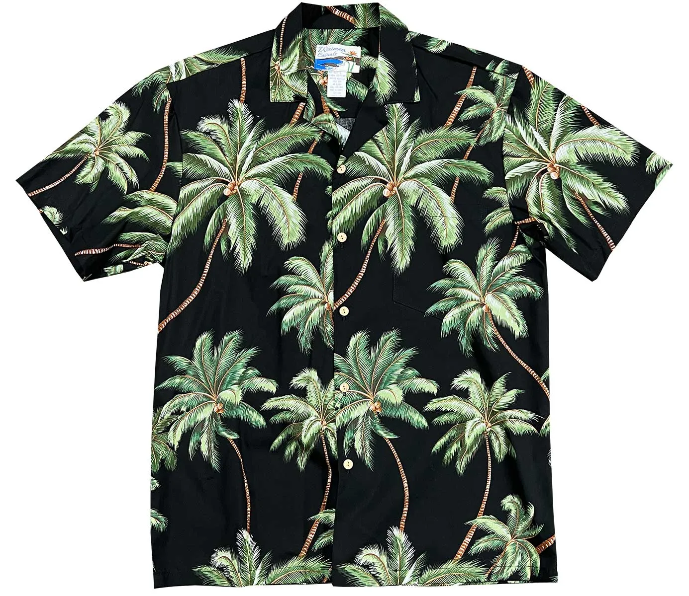 Wailea Palms Black Hawaiian Shirt