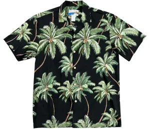 Wailea Palms Black Hawaiian Shirt