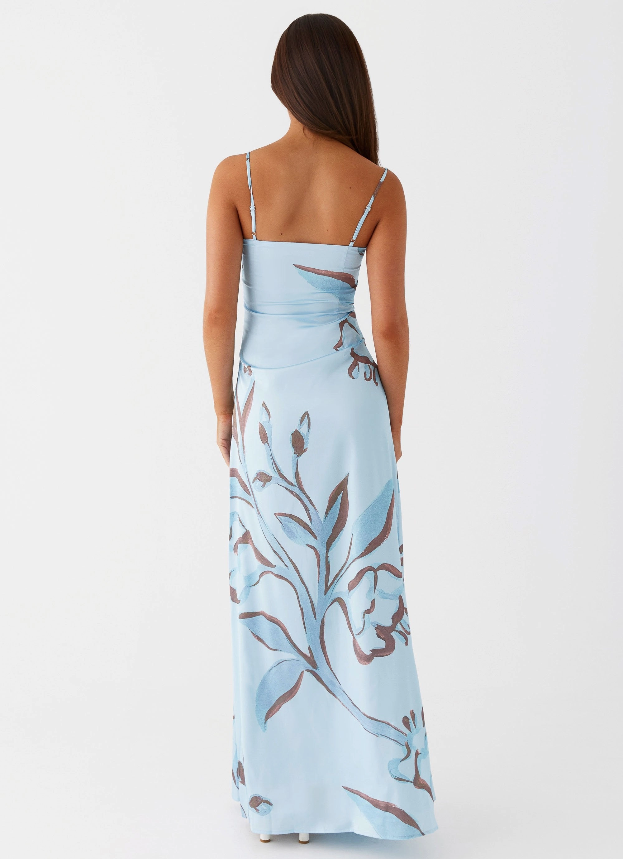 light layering London Cool Aster Bloom Maxi Dress - Blue Floral