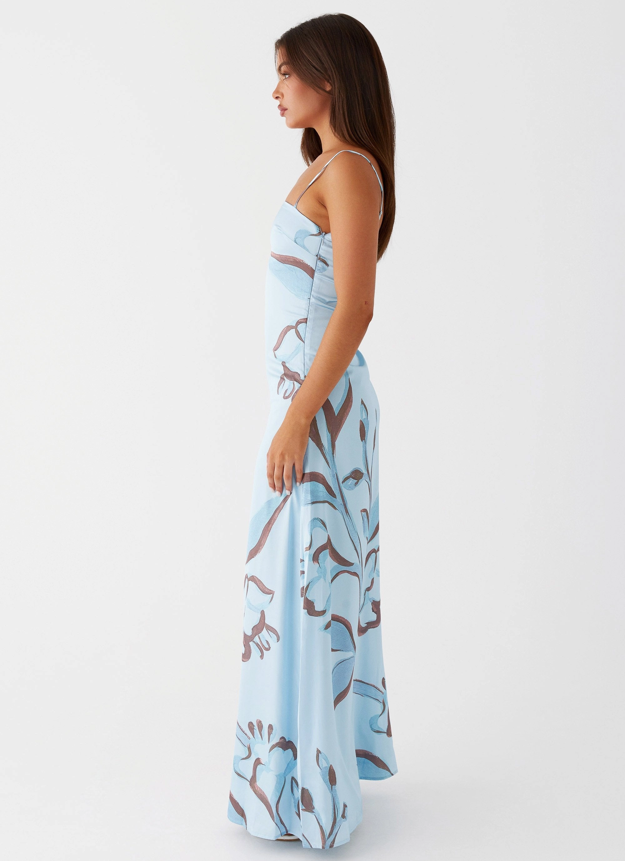 Aster Bloom Maxi Dress - Blue Floral Balanced Light Simple Comfort