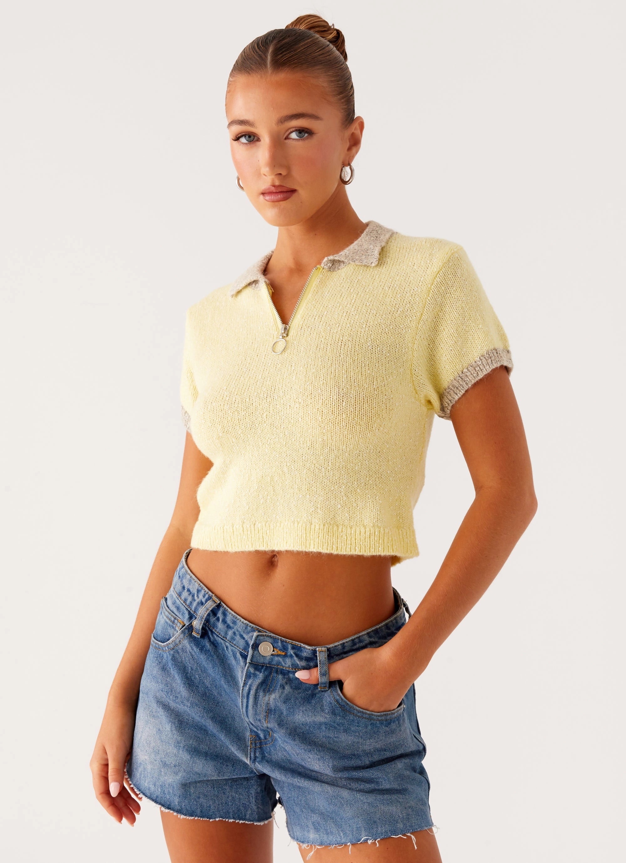 Walsh Knit Polo Top - Yellow Low Impact Manufacturing
