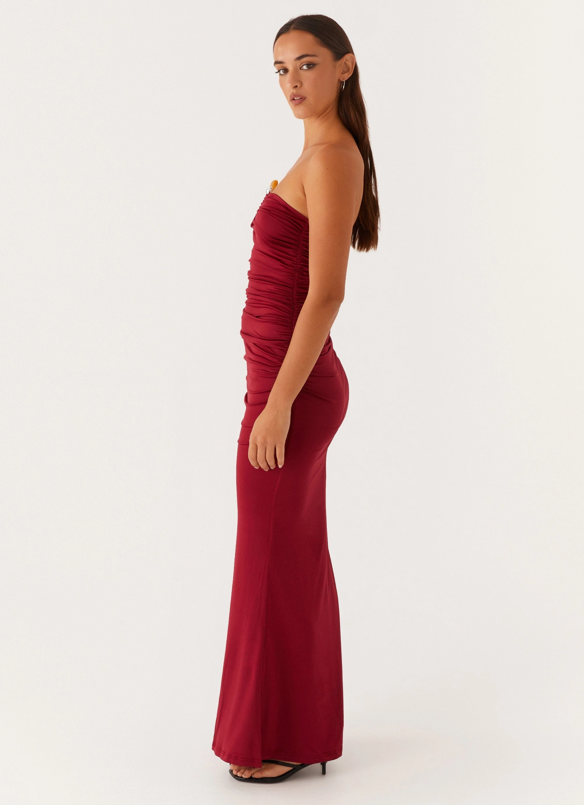 Rudy Maxi Dress - Maroon breathable fabric dress