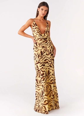 Viva Lune Maxi Dress - Laguna Print Light Finish