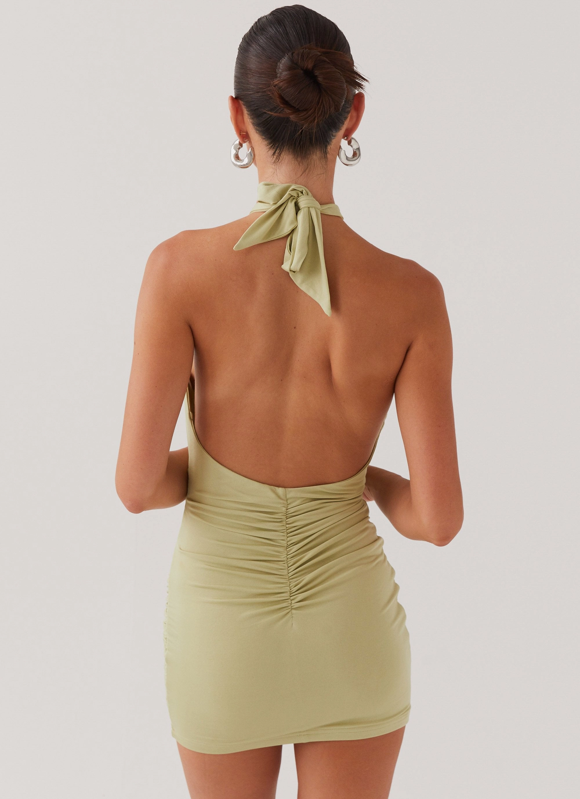 flowy style Samara Halterneck Mini Dress - Sage