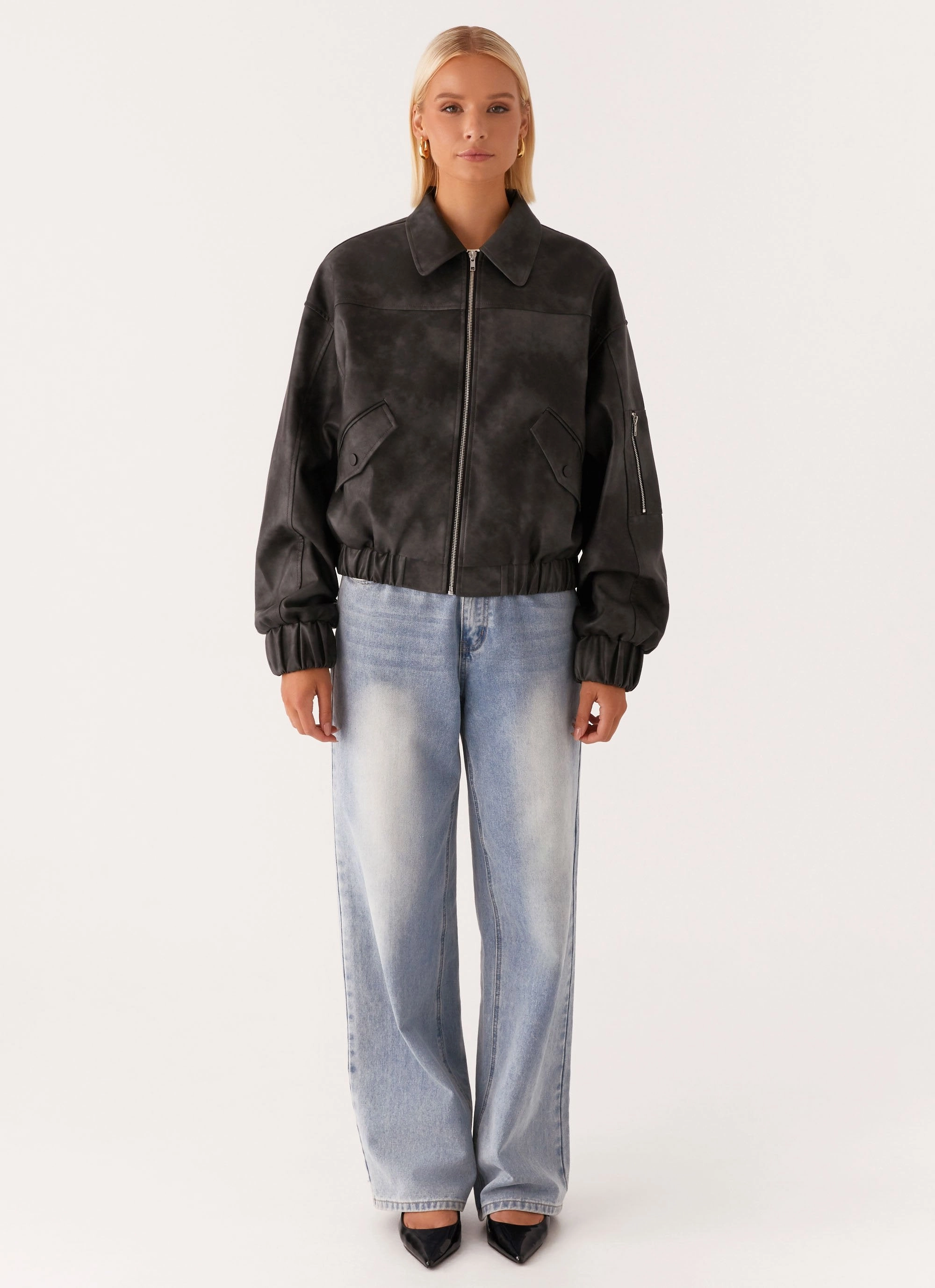 Washington Bomber Jacket - Black Detachable Hood