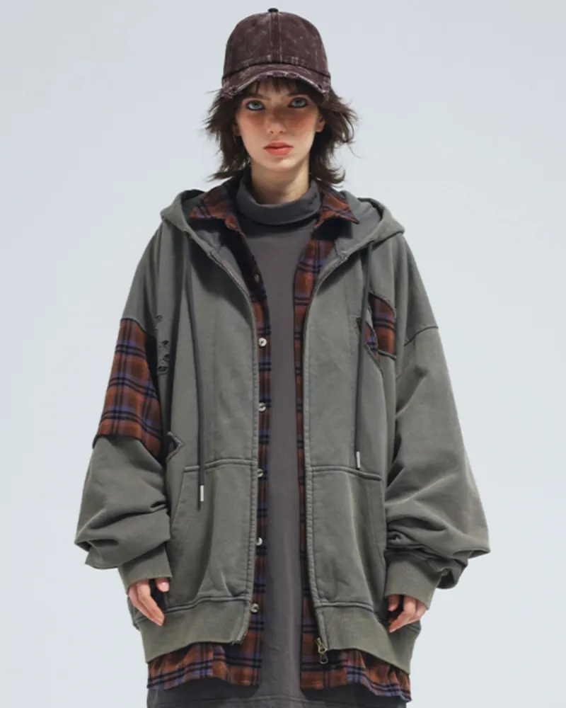Wasteland Wear Ripped Fake Two Piece Unisex Jacket