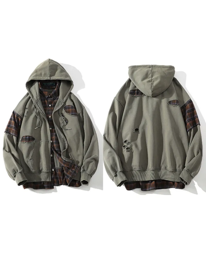 Wasteland Wear Ripped Fake Two Piece Unisex Jacket