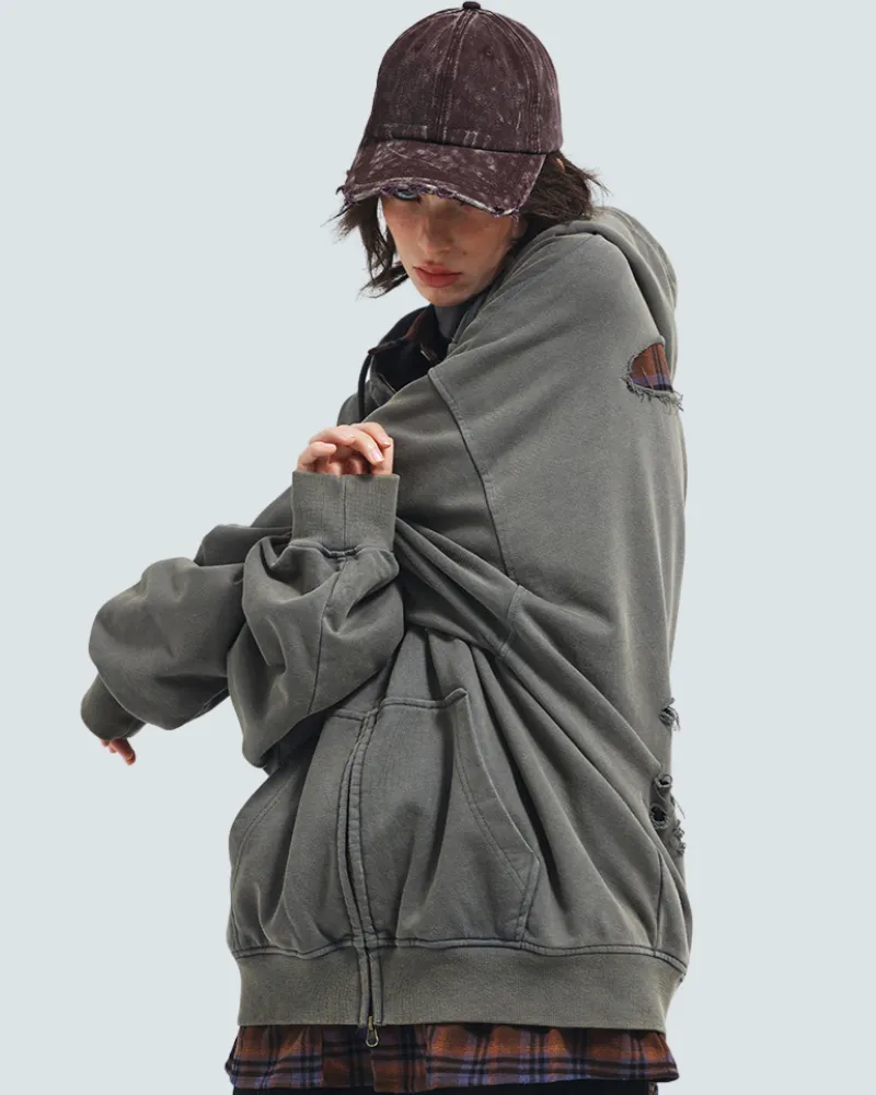 Wasteland Wear Ripped Fake Two Piece Unisex Jacket