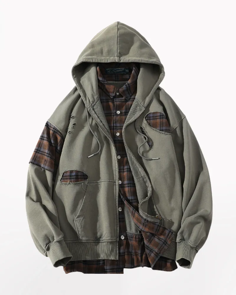 Wasteland Wear Ripped Fake Two Piece Unisex Jacket