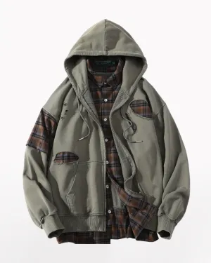 Wasteland Wear Ripped Fake Two Piece Unisex Jacket