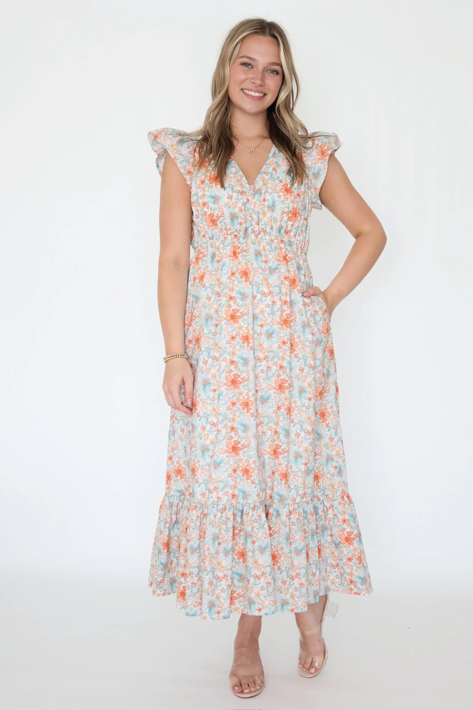 Water Color Midi Dress (FINAL SALE) Loose cut Anti Slip Shoulder Padding