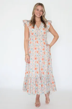 Empire-Waist Water Color Midi Dress (FINAL SALE)