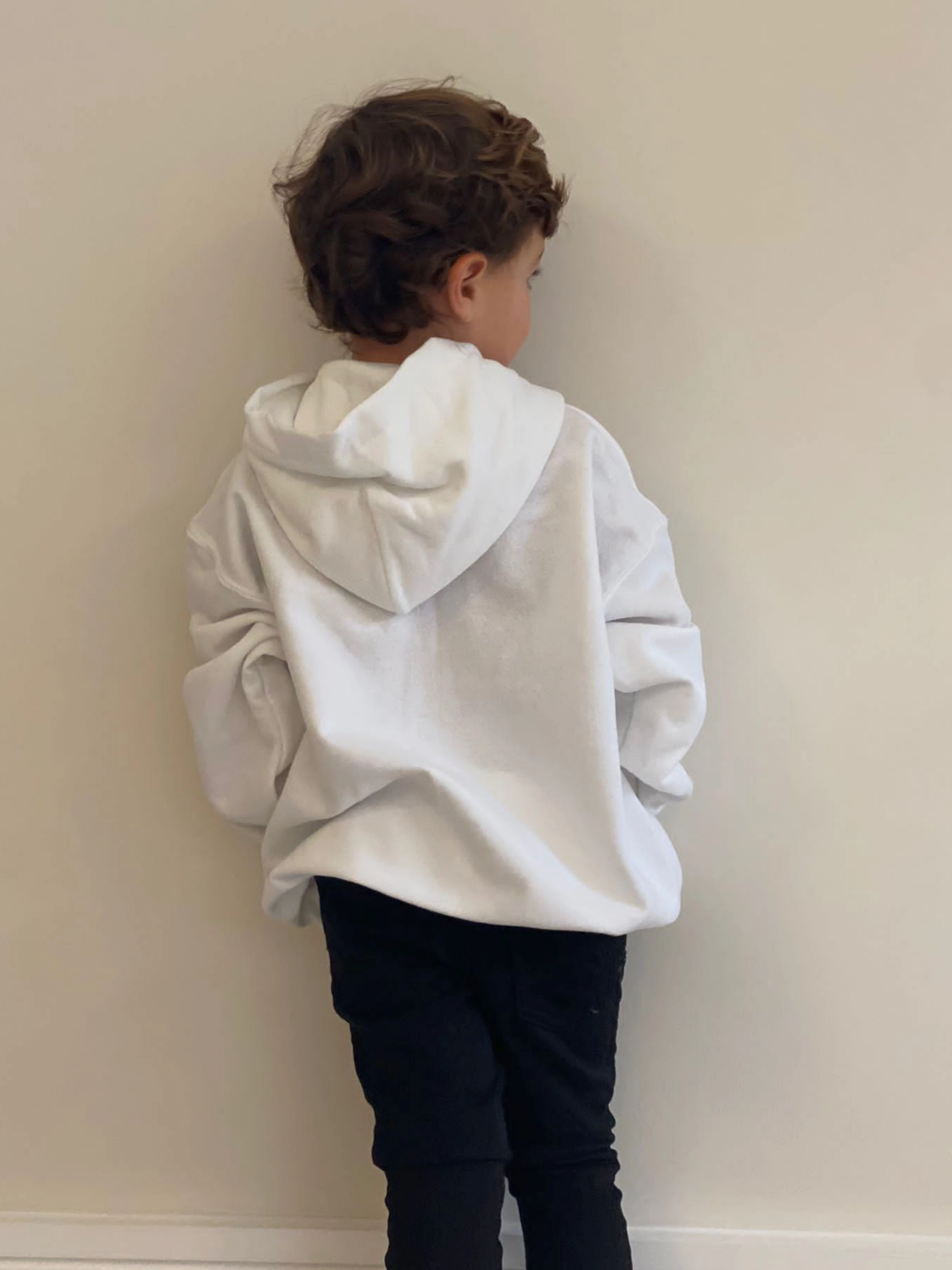 Toby Children's Unisex Multicoloured Text Personalised Hoodie / White Stretch Blend Fabric Business casual