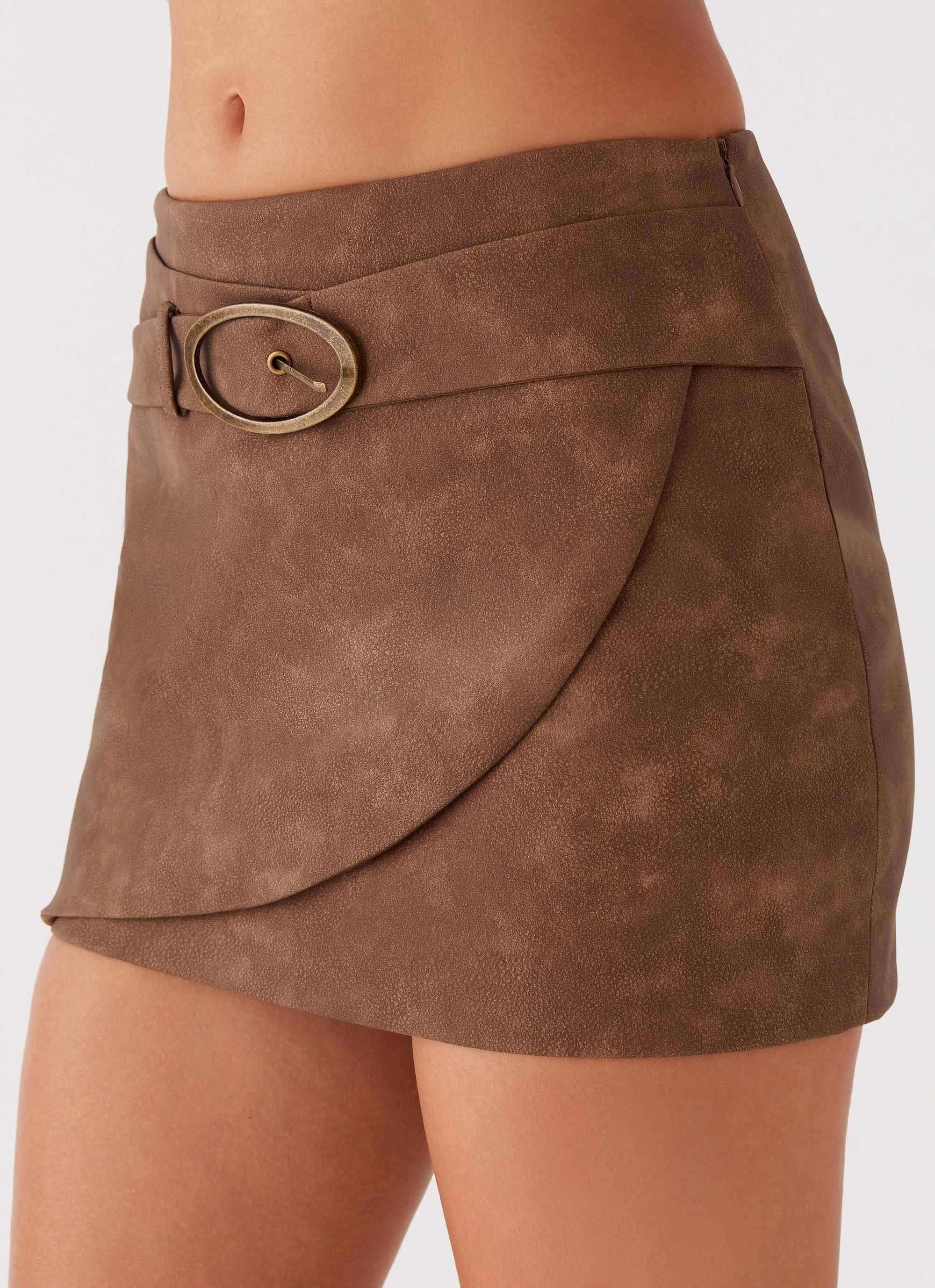 City Tones Gentle Comfort West District PU Mini Skirt - Brown