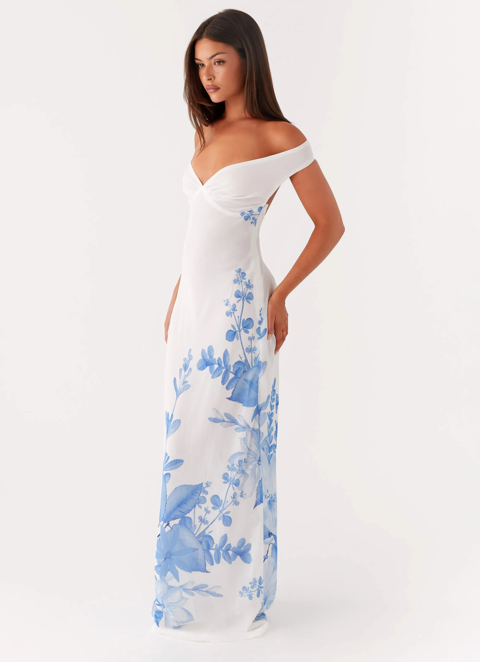 Krissa Maxi Dress - Blue Floral Photo Glow