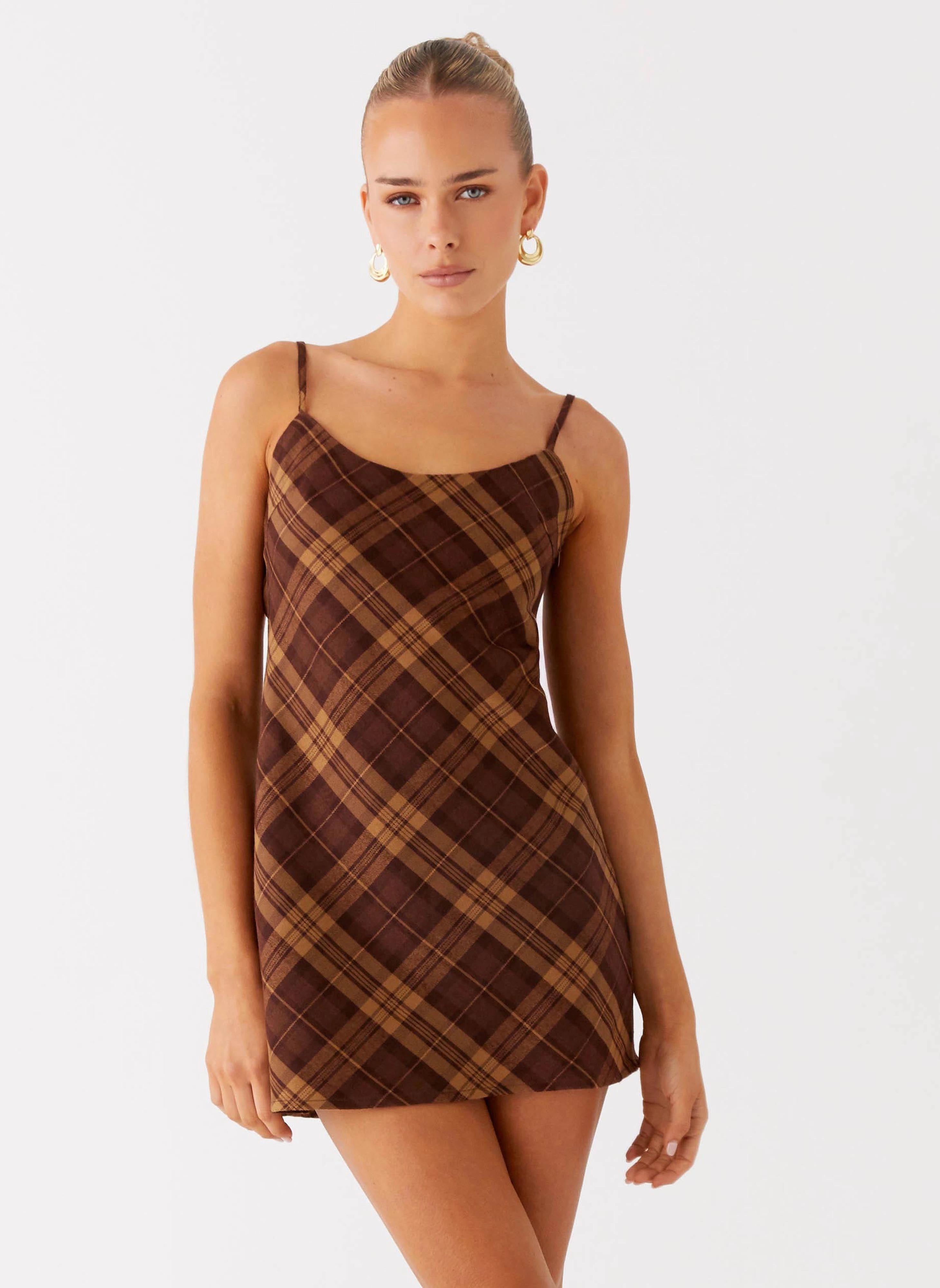 Radio Star Mini Dress - Plaid Warm Season