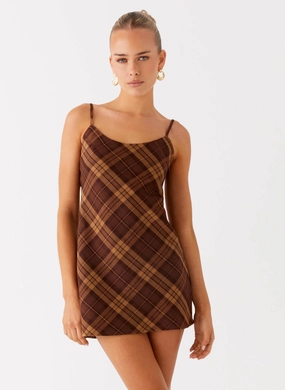 Radio Star Mini Dress - Plaid Warm Season