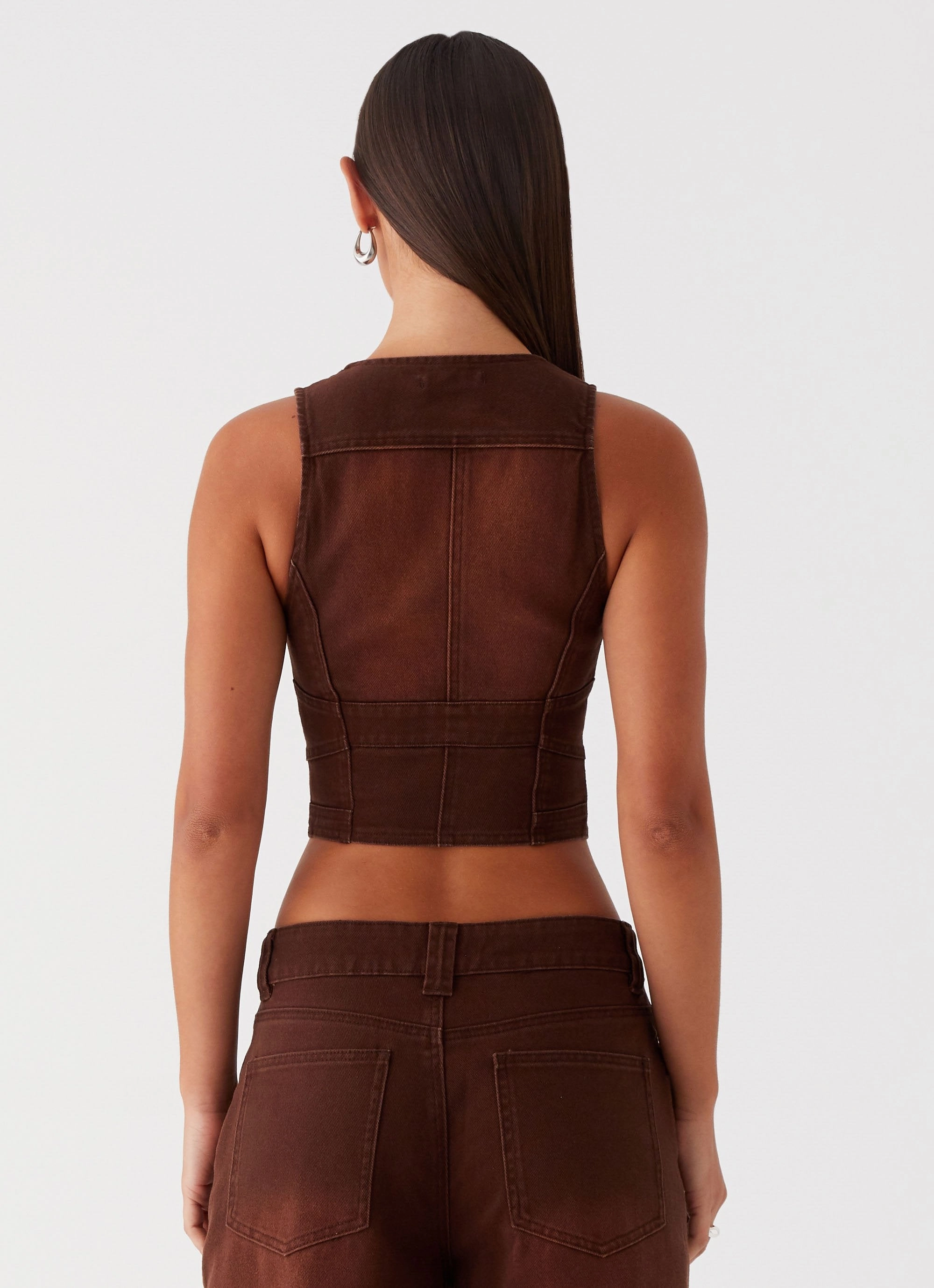 Convertible Features On The Go Layer Heading South Denim Vest - Brown