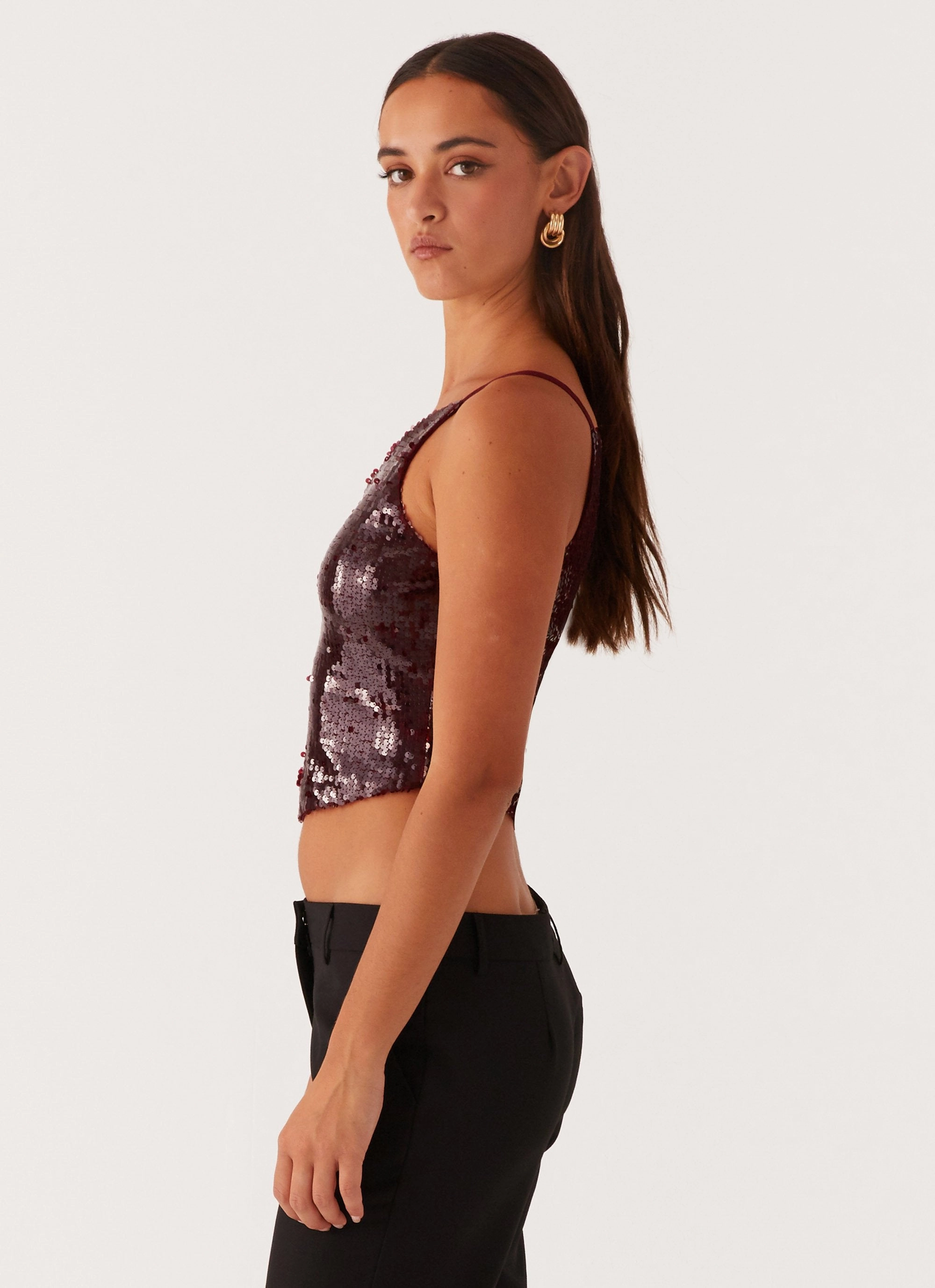 Cosmopolitan One Shoulder Top - Maroon Nylon Shell Construction Quick Release Buckles