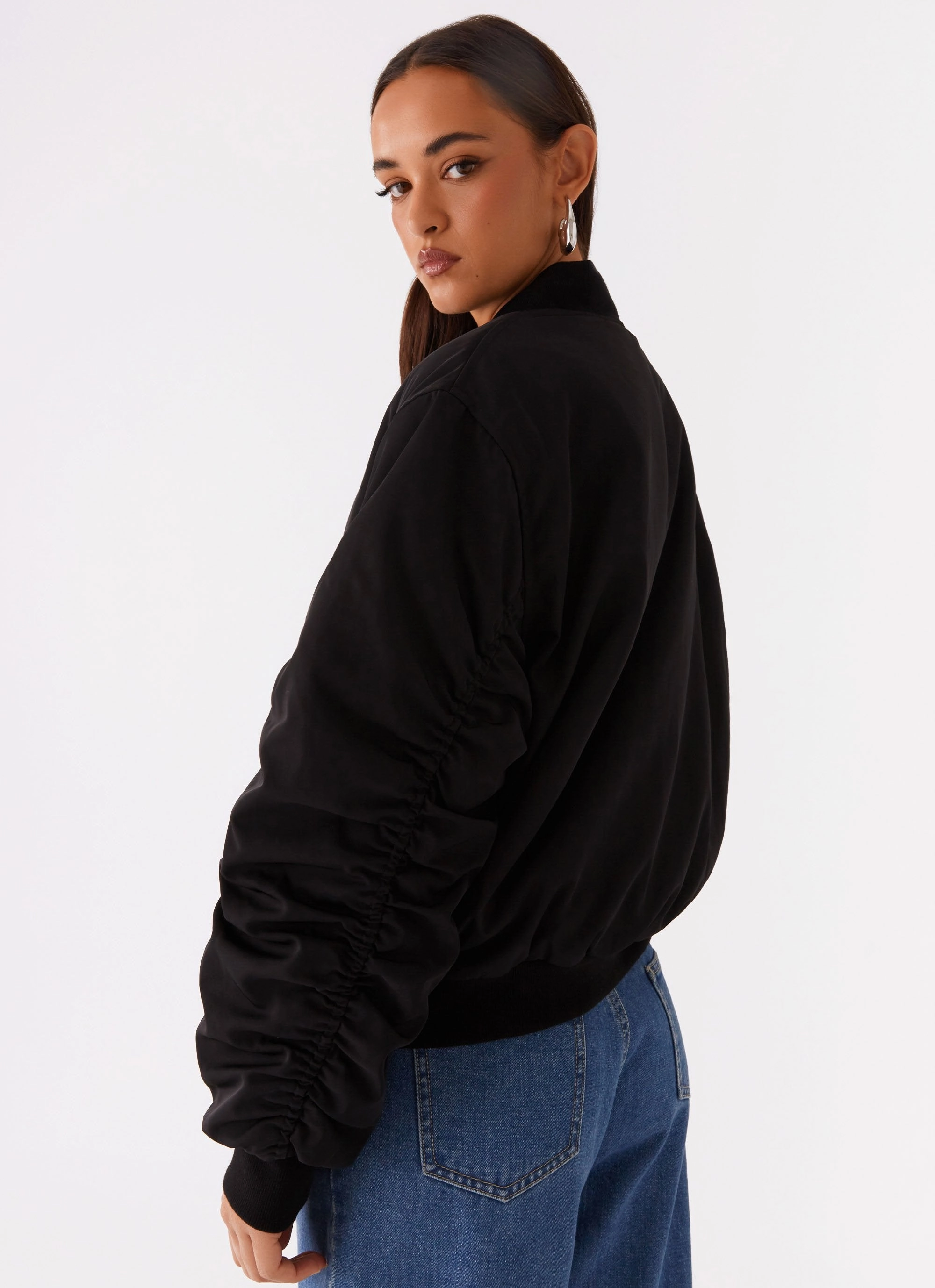 Essential Casual Look Webster Bomber Jacket - Black