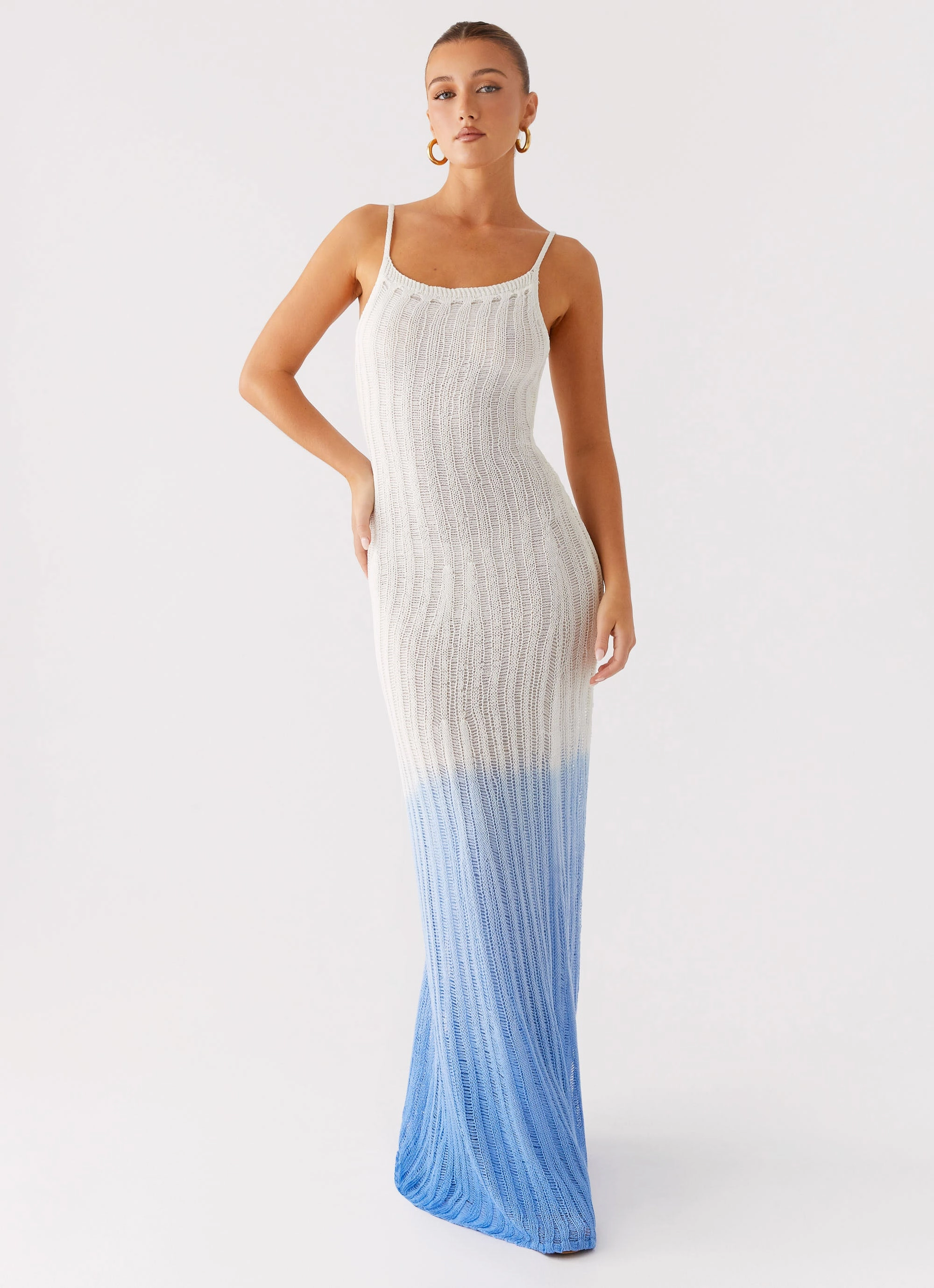 Kiki Maxi Dress - Ombre Blue Romantic Soft Light Fabrication
