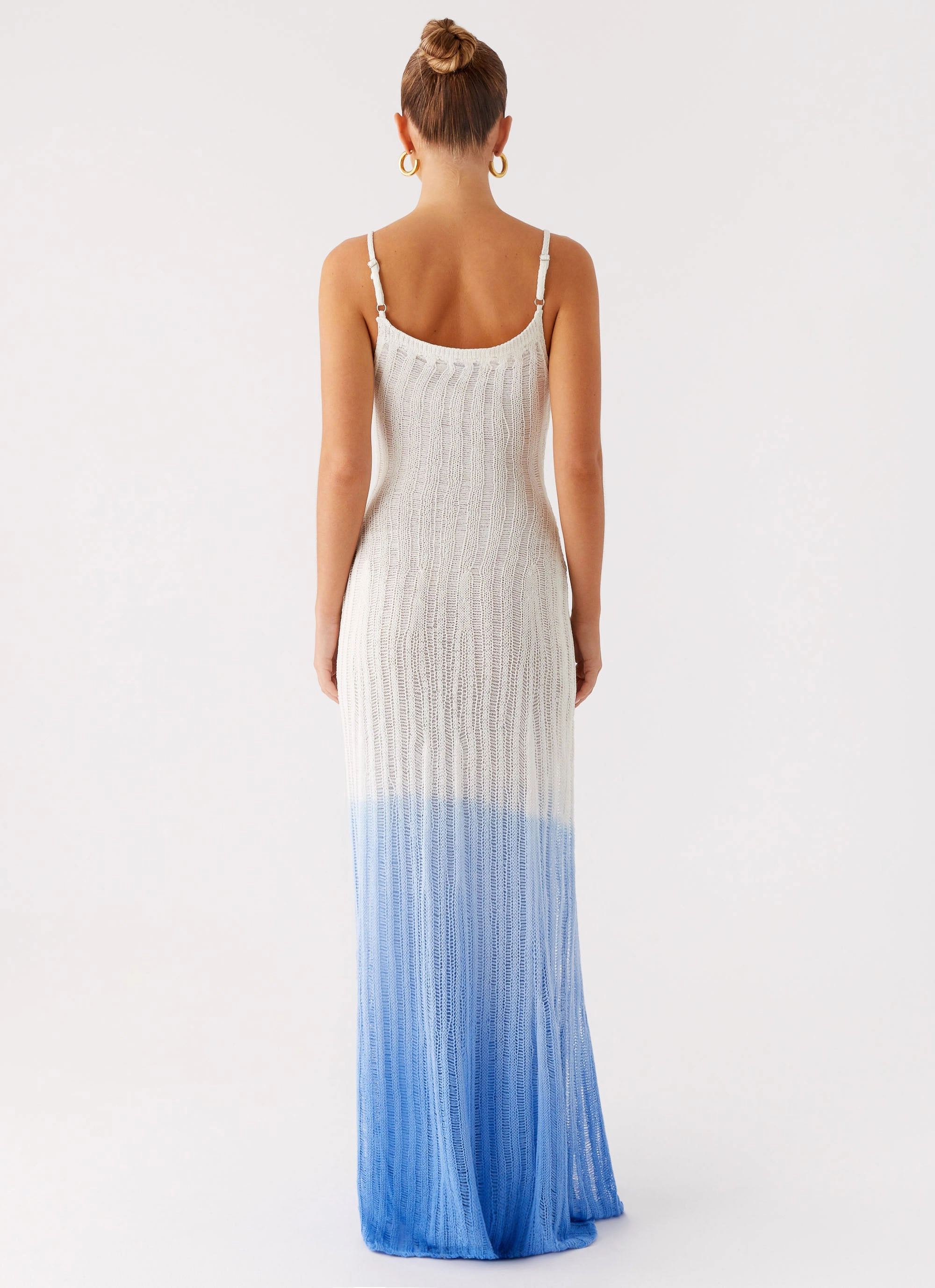 Bishop-Sleeve Body Fit Kiki Maxi Dress - Ombre Blue