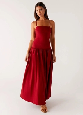Tulle Air Vince Cami Maxi Dress - Deep Red