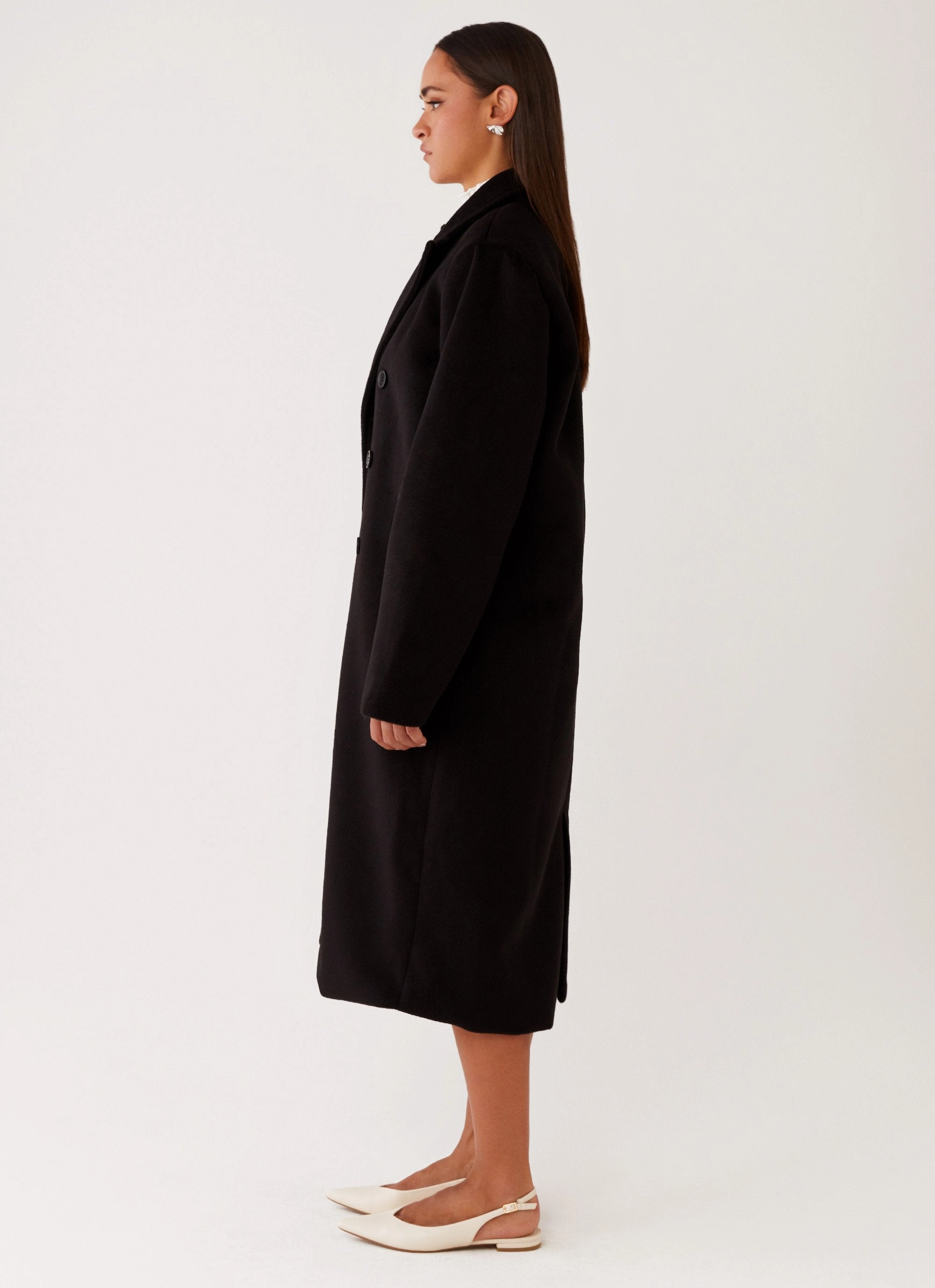 Gianni Double Breast Coat - Black Wrinkle Free Texture Flexible Comfort