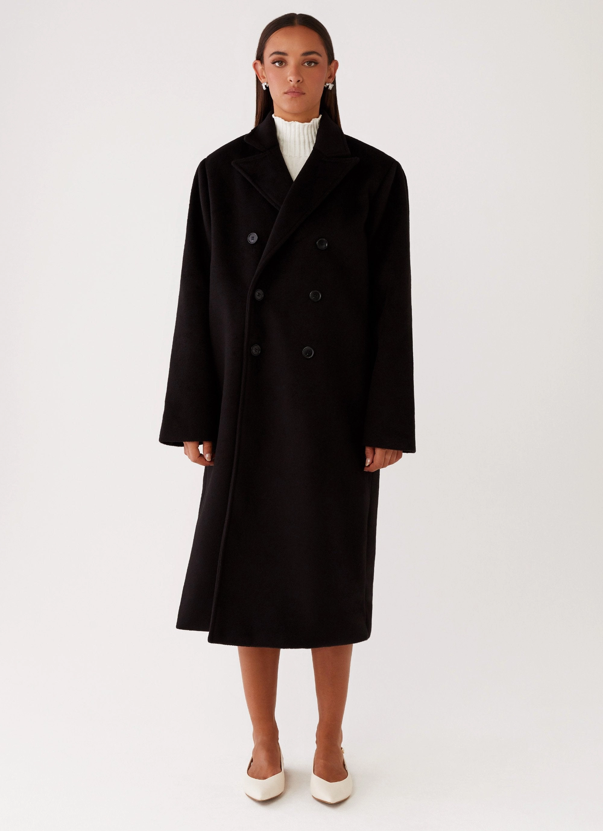 Double Layered Fabric Eco Dye Process Gianni Double Breast Coat - Black