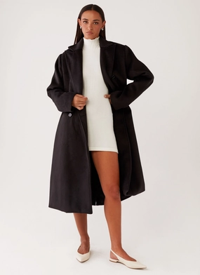 Gianni Double Breast Coat - Black Thermal Lined