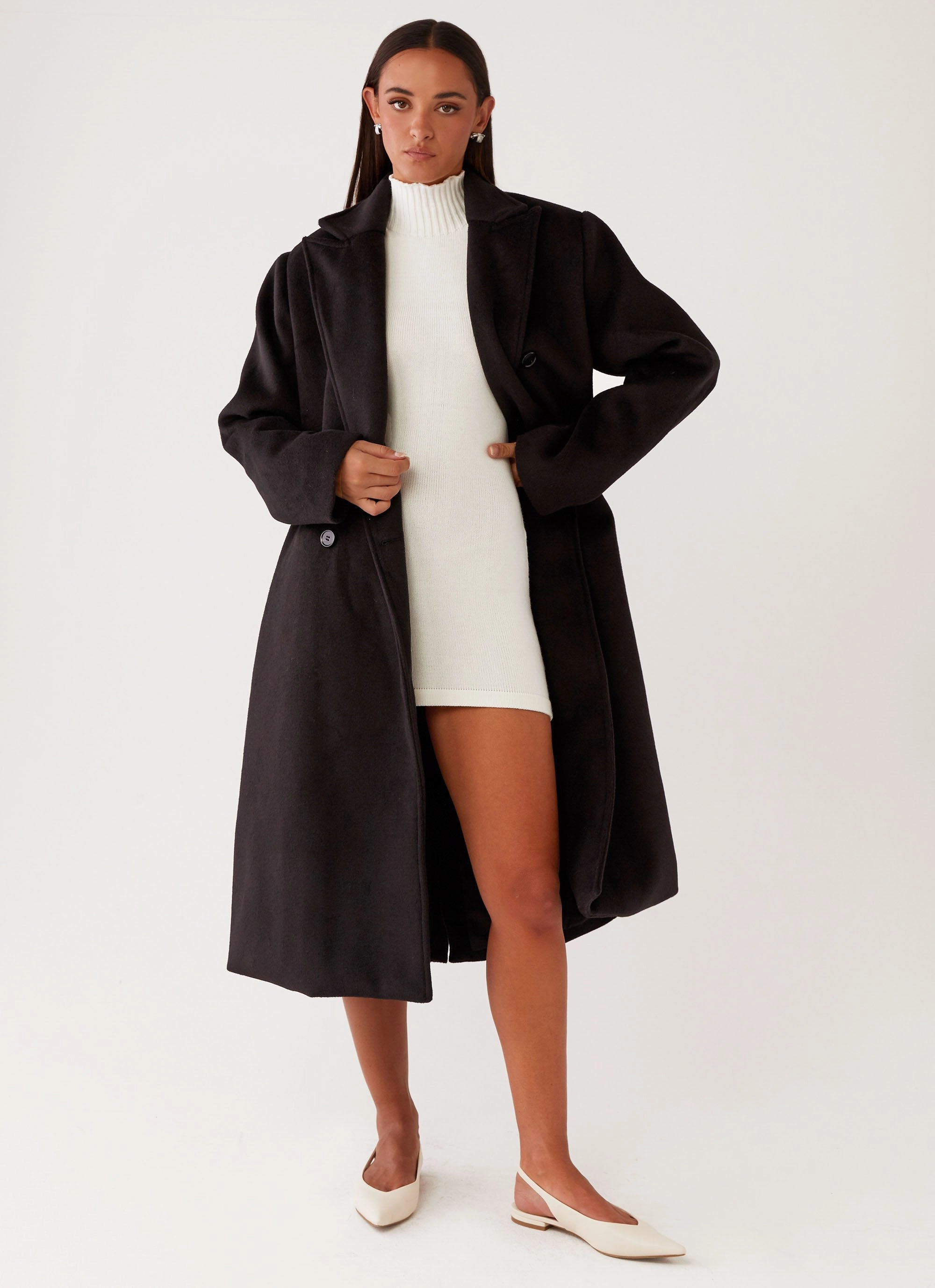 Gianni Double Breast Coat - Black Thermal Lined