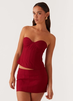 Edgy Look Beach Day Armelle Micro Mini Skirt - Maroon