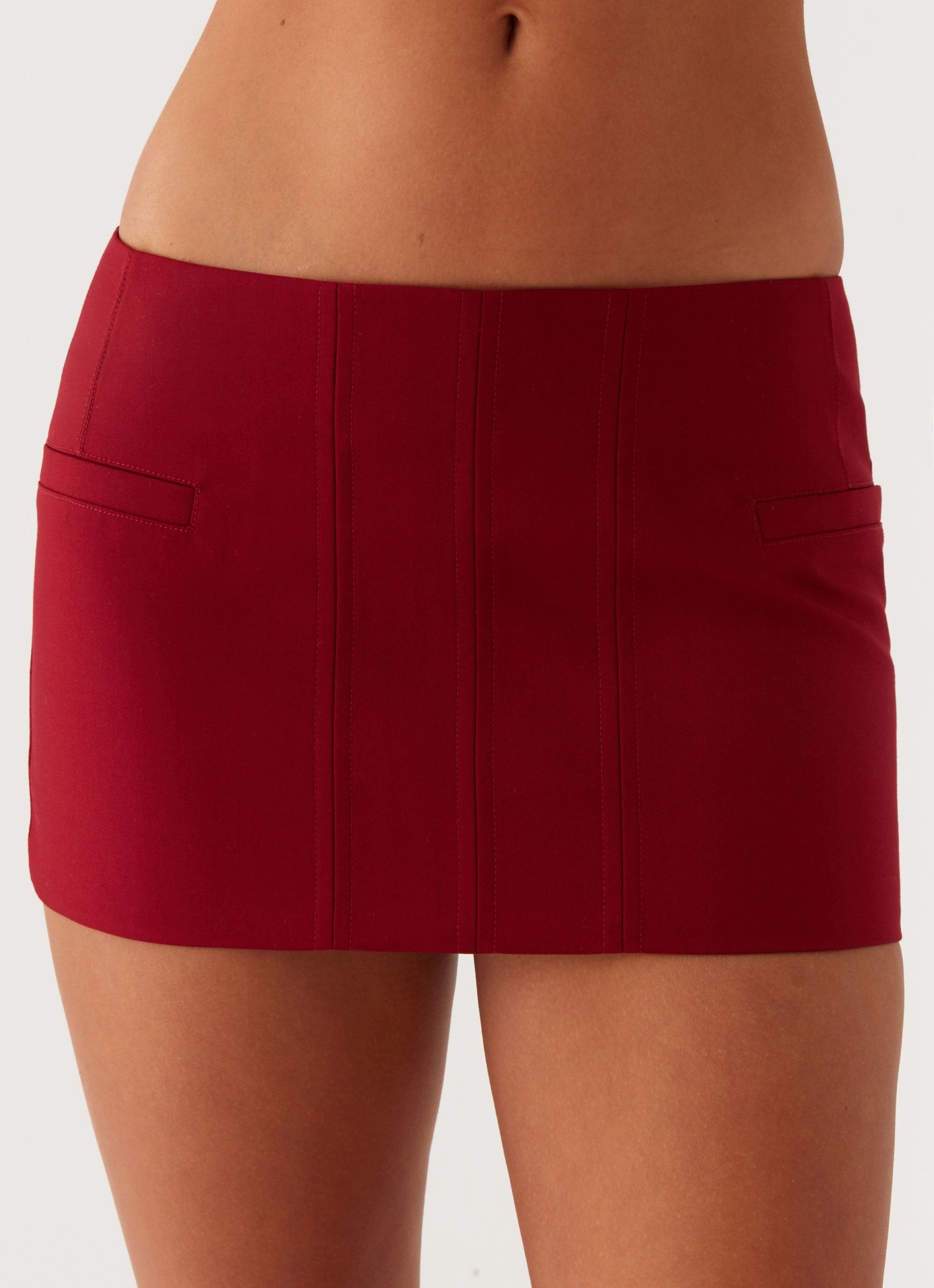 Armelle Micro Mini Skirt - Maroon Fresh Texture