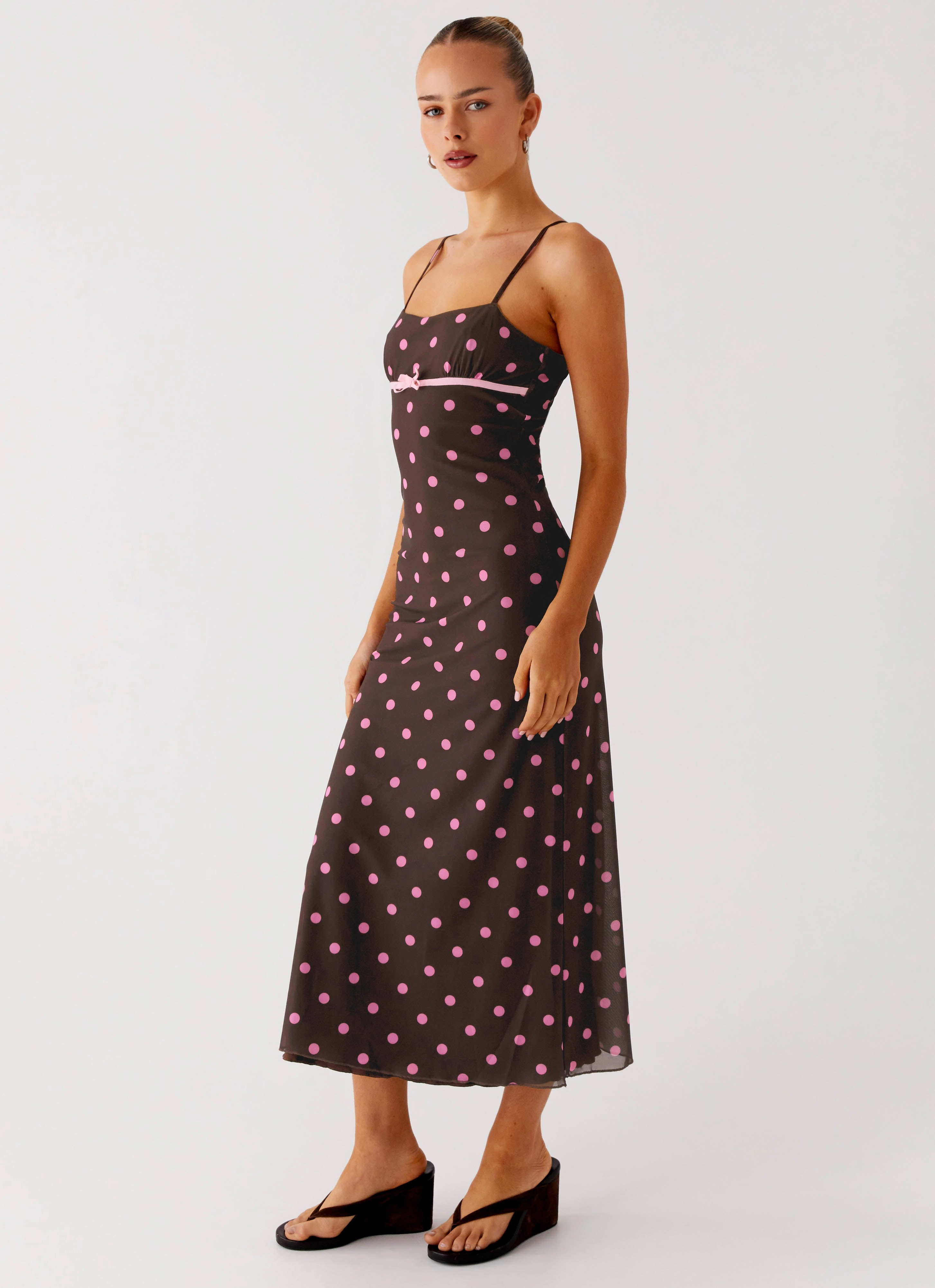 Latto Midi Dress - Chocolate Strawberry Dot Shared Moment