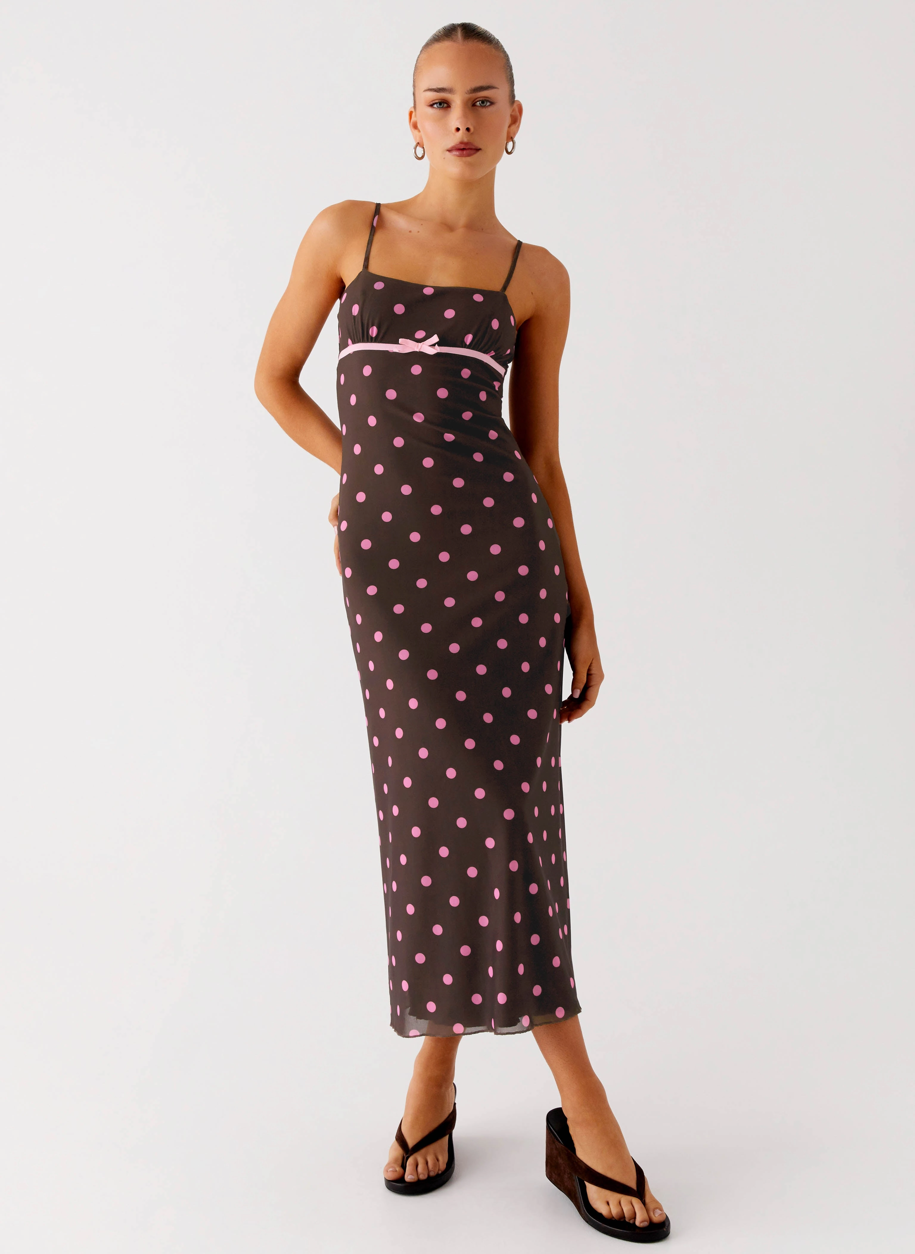 Latto Midi Dress - Chocolate Strawberry Dot Smart Fit Wear