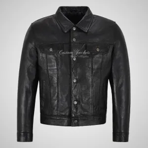 WEST Trucker Leather Jacket Denim Style Shirt Jacket