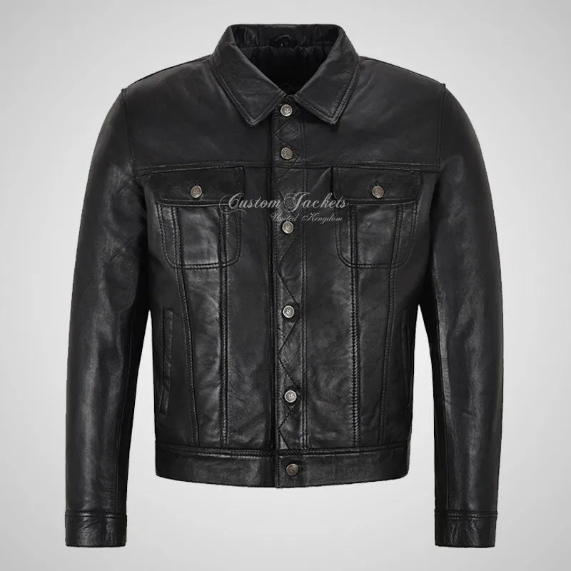 WEST Trucker Leather Jacket Denim Style Shirt Jacket