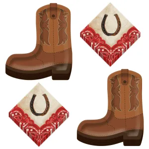 Western Party Supplies - Horse and Wild Western Rider Paper Dinner Plates and Cowboy Hat Luncheon Napkins (Serves 16)