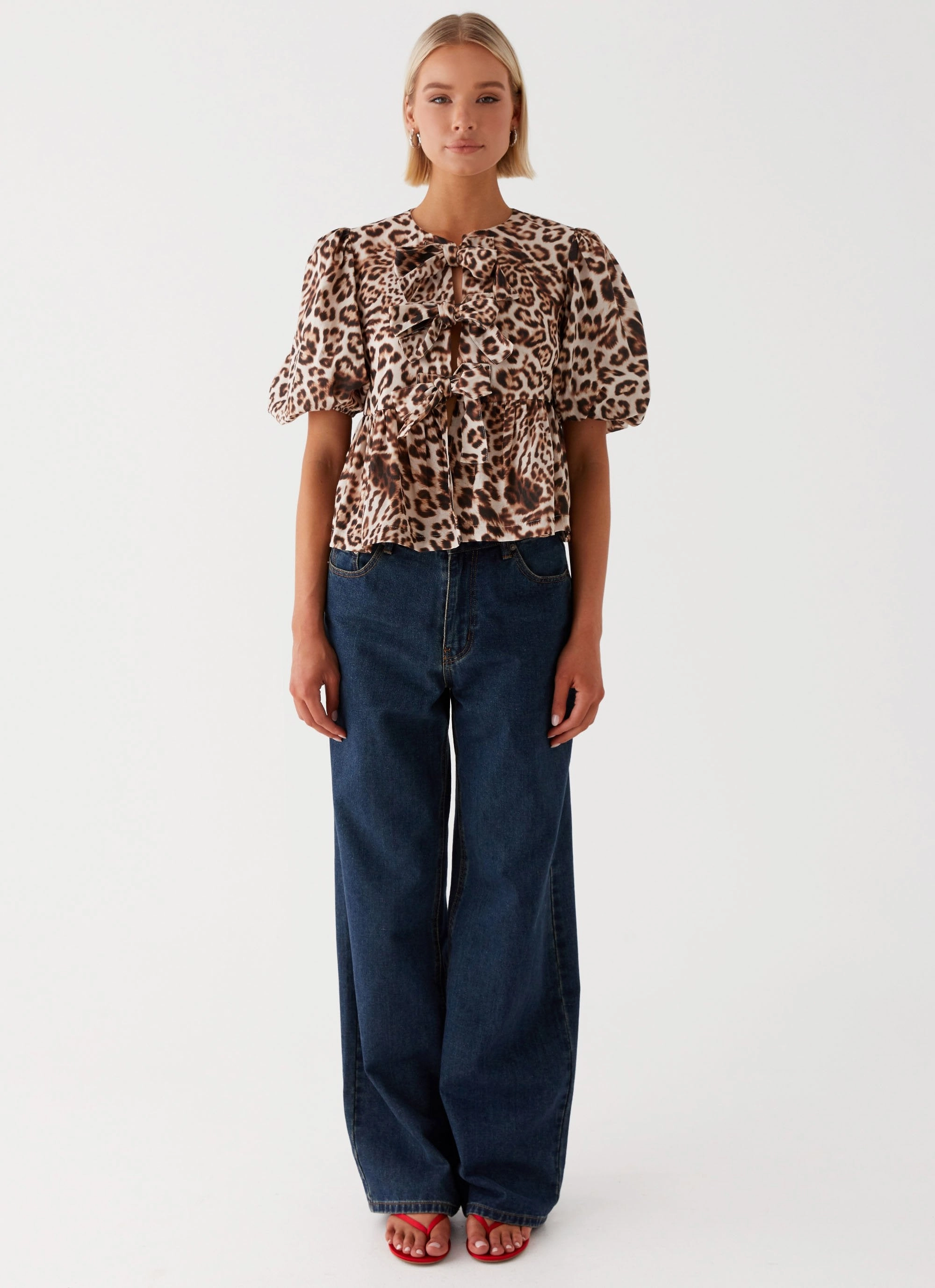 Western Wind Tie Top - Leopard Bluesign Approved Material FlexibleCollar