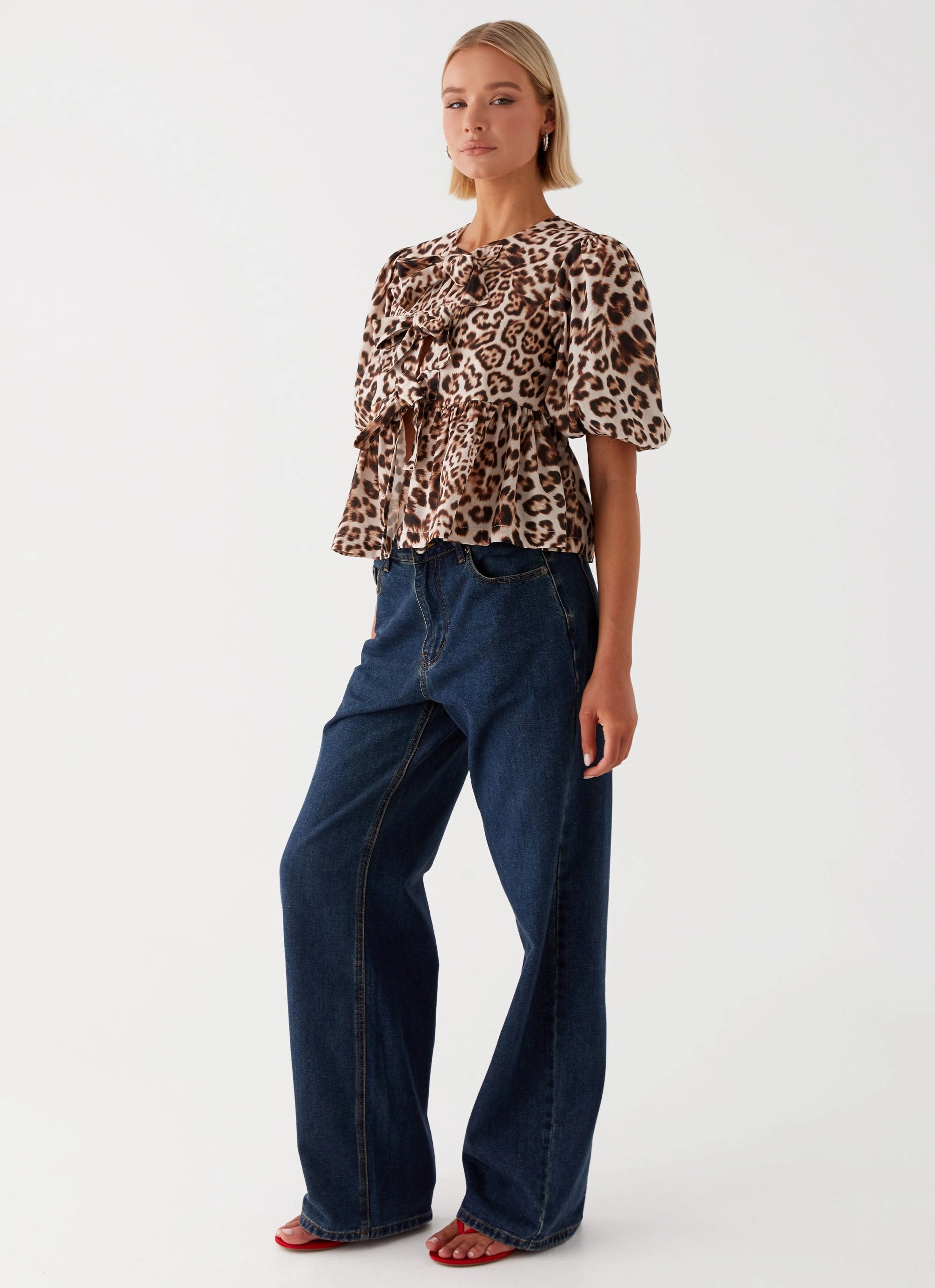 Western Wind Tie Top - Leopard ButterySoftTextile