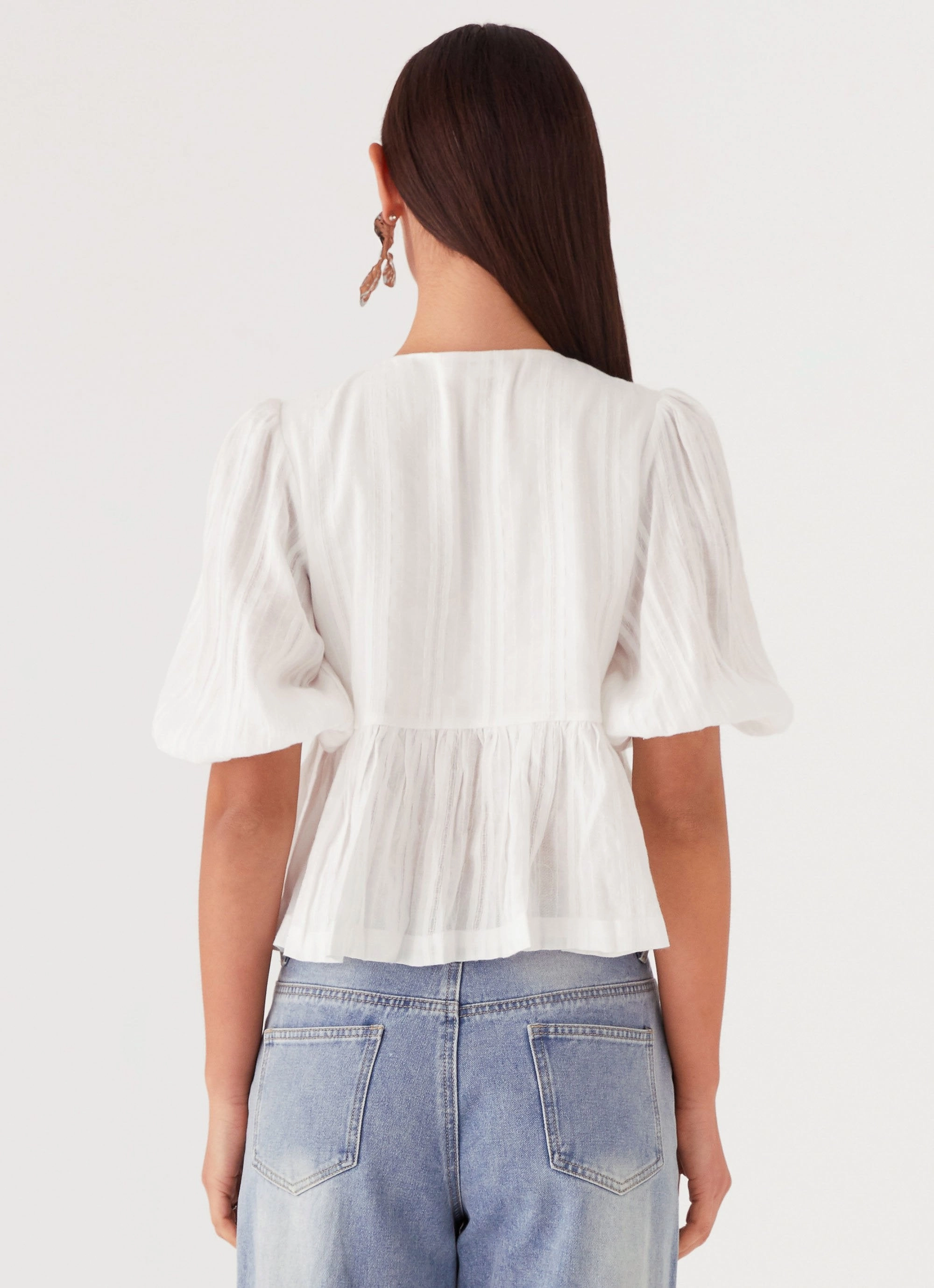 Western Wind Tie Top - White YarnDyedQuality Durable Hem Stitching