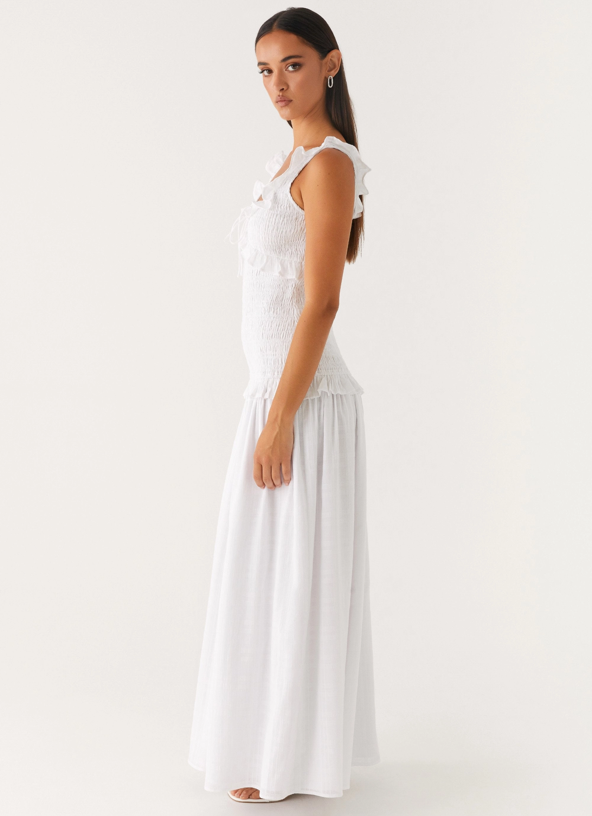 Westlyn Shirred Maxi Dress - White Airy Base