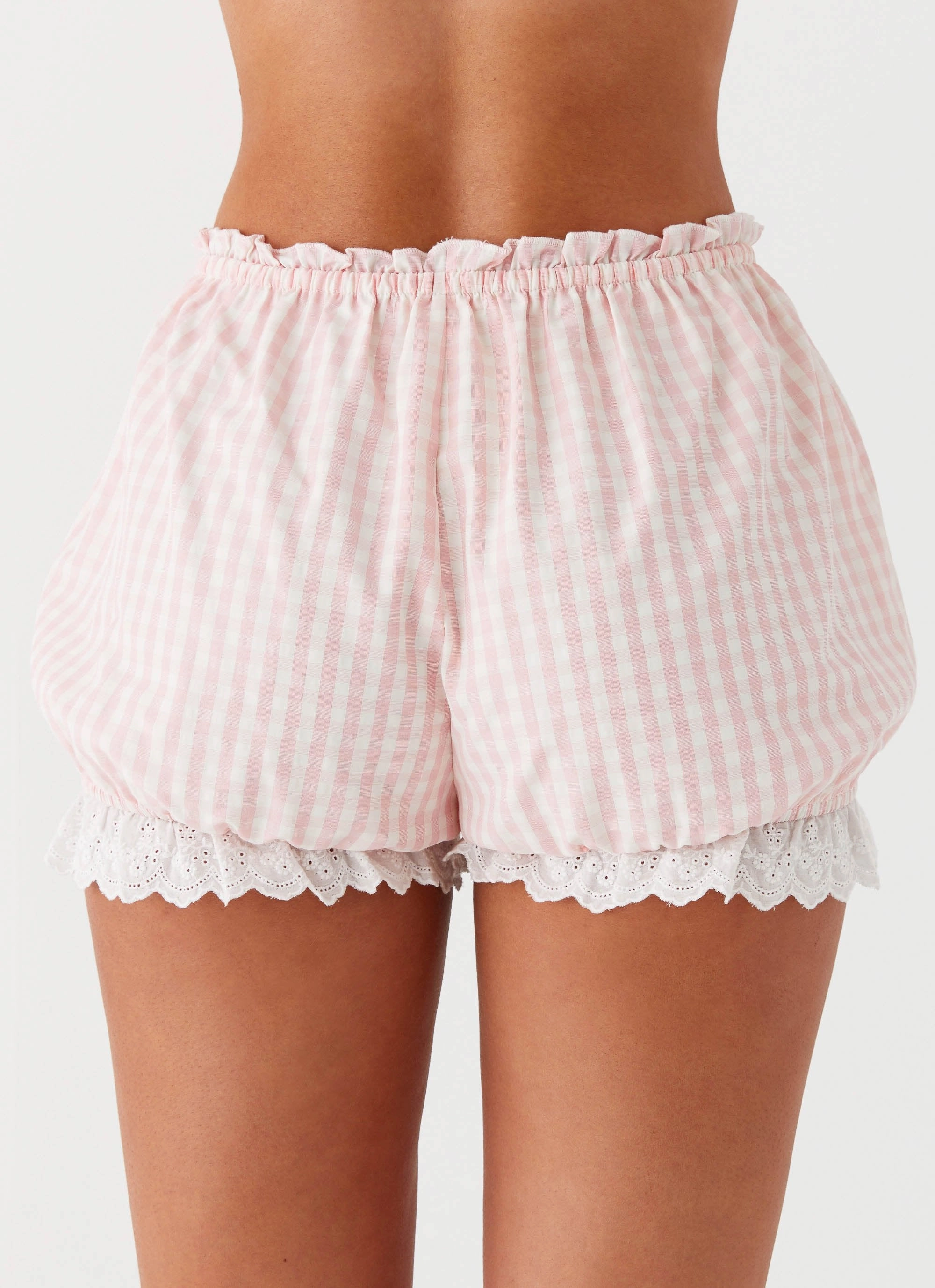 All Fit Weston Lace Trim Shorts - Pink Gingham