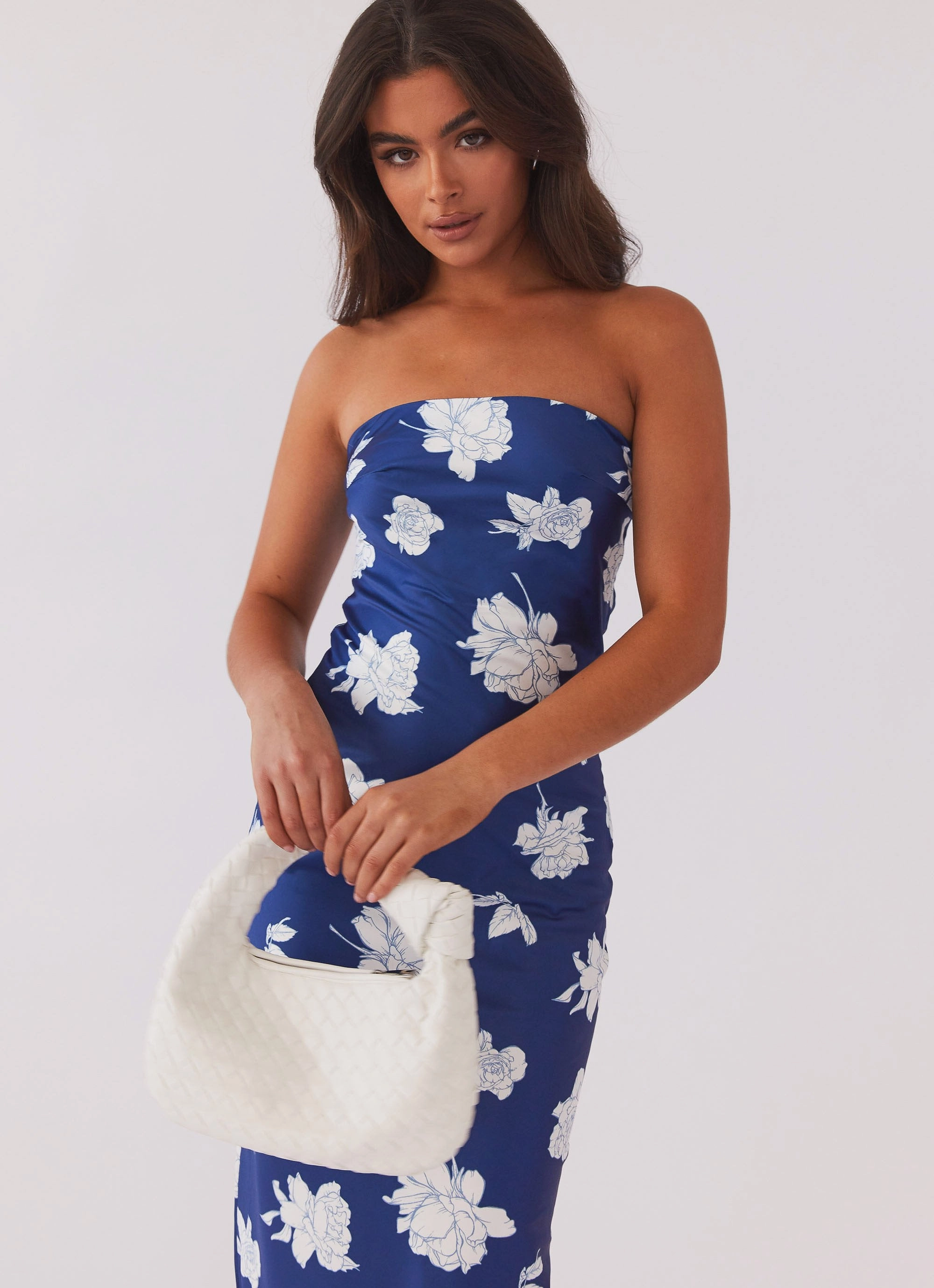 What I Want Maxi Dress - Navy Flora Halter-Neck
