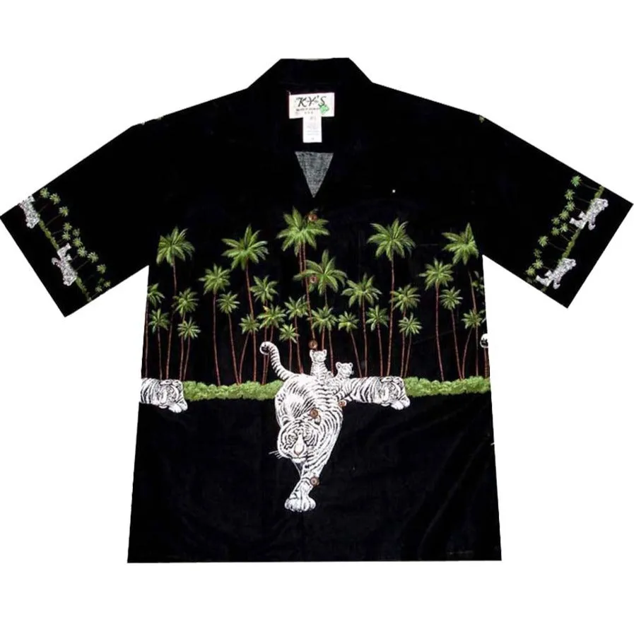 White Tiger Cotton Aloha Shirt