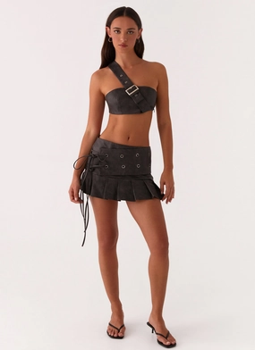 UV Resistant Finish Wild Instincts Pleated Mini Skirt - Fawn