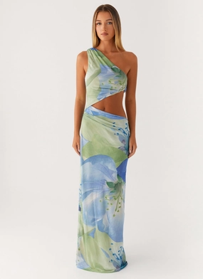 Minimalist Waist Versatile Touch Wilder Maxi Dress - Flower Print